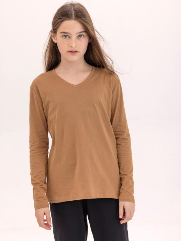 חולצת סנס קידס בנות שרוול ארוך צווארון V חדש 1